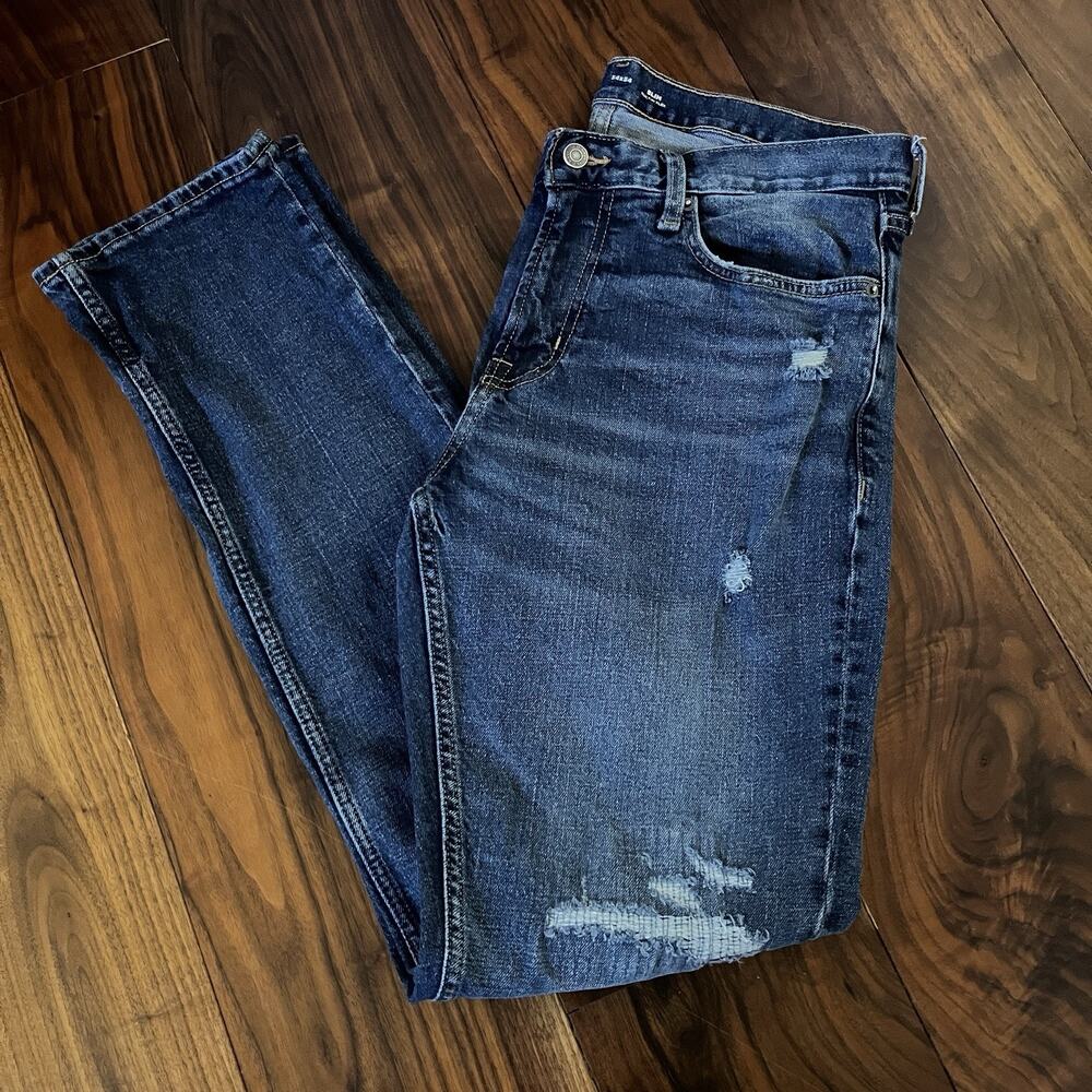 Old Navy Jeans Mens Slim Built-In Flex Distressed Denim 34x34
